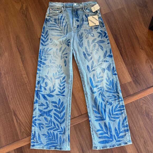 NWT MOTHER SUPERIOR The Lasso Sneak Jean in Pressed Leaves Wash Sz 30 Wide Leg - Picture 6 of 12